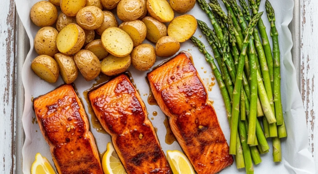 Sheet Pan Maple Dijon Glazed Salmon