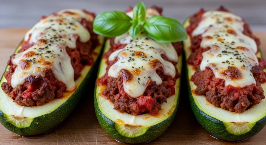Ground Beef Zucchini Boats