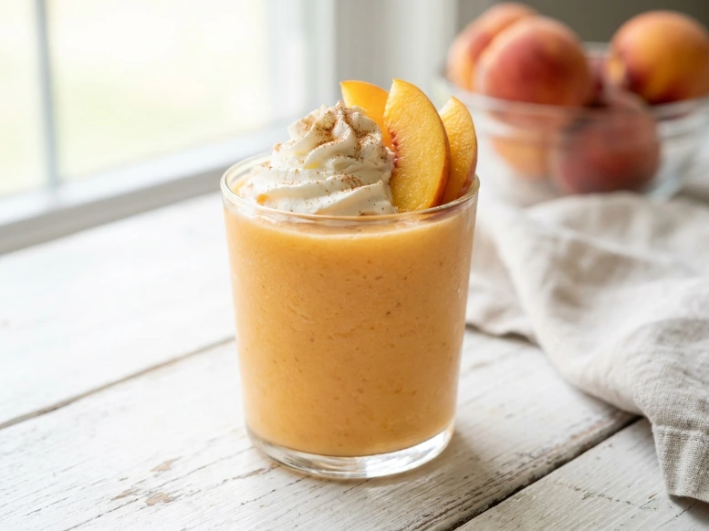 Peaches and Cream Smoothie with Whipped Cream